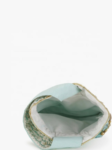 Dernier sac à main de créateur Sac potli brodé en dentelle florale bleu et blanc Sac à cordon pour femme Cadeau de mariage pour mariée - Product Image 5