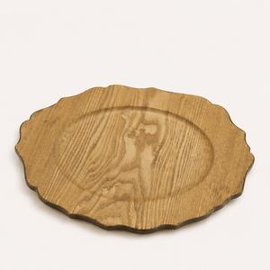 Assiettes de présentation rondes rustiques et antiques en placage de bois festonné pour événements de mariage de luxe et décoration intérieure – Vente en gros - Product Image 2