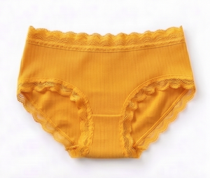 Bralette sin Varillas Color Amarillo Mostaza para Mujer, con Ribete de Encaje, Tejido de Spandex Transpirable, para Uso Diario, con Relleno, Copa Completa, de Secado Rápido - Product Image 3