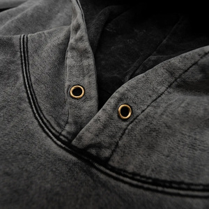 Sweat-shirt à capuche décontracté pour l'extérieur, en coton épais, délavé à l'acide, personnalisable, pour impression - Product Image 4