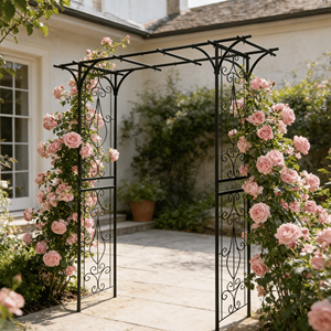 Arco da Giardino in Metallo Nero con Supporto per Piante Rampicanti L80.3 X L20.47 X H81.1, Traliccio e Cancello per Rose da Esterno - Product Image 1