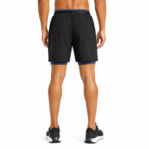 Custom Men's 2 in 1 Running <b>Shorts</b> 5 Inch Quick Dry Compression Liner Phone Pocket OEM Gym <b>Shorts</b> - Product Image 3