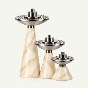 Brûleur à bakhoor conique orange moderne, mabkhara arabe de luxe en métal perforé, porte-encens oud pour la décoration intérieure - Product Image 1