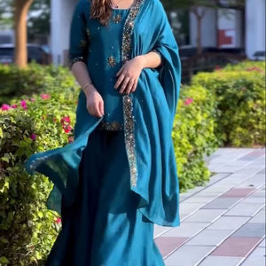 Accesorios de Moda, Traje Salwar Étnico para Mujer, Diseño Indio-Pakistaní, Bordado, Crepé Natural, para Fiestas, Último Diseño - Product Image 1