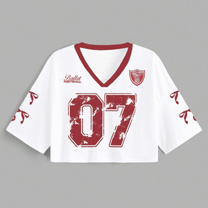 Maillot de football rose à col en V en maille pour femme, coupe ample, manches courtes, numéro 99, imprimé étoile, respirant, style sportif, printemps-été - Product Image 6