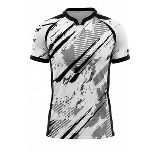 Men's Sublimated Rugby Jersey Short Sleeve V-Neck Fitted Moisture Wicking Geometric Print Polyester All Seasons Rugby Apparel - Product Image 2