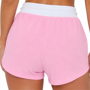 Ensemble haut court et short pour femme personnalisé, avec broderie premium et imprimé lettres, en maille côtelée, décontracté, respirant et à séchage rapide, pour le printemps et l'été - Product Image 5