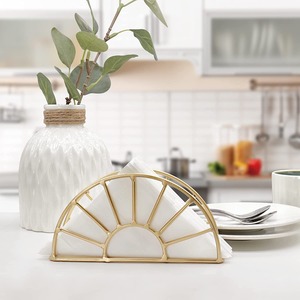 Porte-mouchoirs et porte-serviettes en acier inoxydable doré avec logo personnalisé, support de table moderne pour tables de salle à manger à domicile et à l'hôtel - Product Image 2