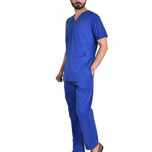 Wholesale Medical Men's Scrub <b>Set</b> V-Neck Stretch Hospital Nursing Uniform Short Sleeve Top and Pants Surgical <b>Doctor</b> Suit - Product Image 4