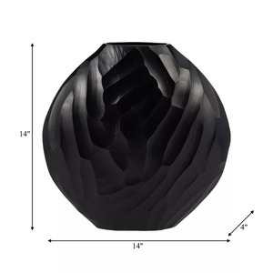 Nouveauté : Vase de table moderne en métal noir Dune Bloom, design minimaliste, 10x8x3 pouces, idéal pour l'eau et la décoration de mariage - Product Image 1