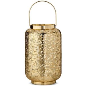 Lanterne en métal finition antique, style rustique, porte-bougie, design géométrique découpé, pour la maison, le jardin, les fêtes, les mariages, lampe de table décorative - Product Image 3