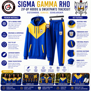 ชุดวอร์มผ้าฟลีซระบายอากาศไซส์ใหญ่สำหรับผู้หญิง ปักลาย Sigma Gamma Rho Sorors ผลิตจากผ้าฝ้าย 100% |   งานปักลายแบบกำหนดเองของชมรมเอสจีอาร์ - Product Image 5