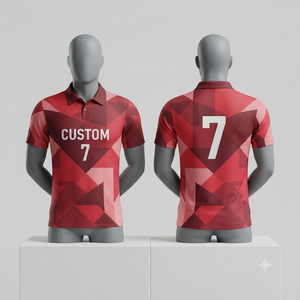 Camiseta Polo Personalizada con Patrón Geométrico Rojo Dorado Granate, Uniforme Deportivo Sublimado Transpirable para Hombre, Ropa de Equipo Informal al por Mayor - Product Image 3