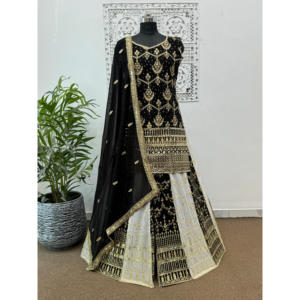 Presentando el nuevo bordado pesado elegante y la parte superior de trabajo de lentejuelas de 5mm-Plazzo con Dupatta - Product Image 2