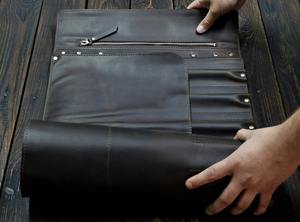 Sac de transport professionnel pour couteaux en cuir pleine fleur, anti-odeur, grande capacité, robuste, pour la cuisine - Product Image 5