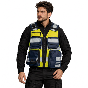 Men's Breathable Reflective Safety <b>Tactical</b> <b>Vest</b> Multi Pockets Zipper Workwear - Product Image 5