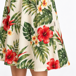 Floral Print A-Line Dress O-Neck Short Sleeve Tea-Length Summer Casual Women's Dress wholesale rate best selling custom - Product Image 6