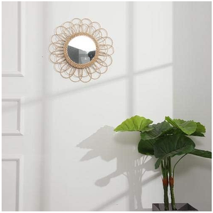 Vietnam Modern Rattan Floral Round Mirror Handmade <b>Wall</b> <b>Decor</b> - Product Image 6