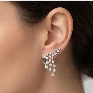 Pendientes Estéticos de Moissanita con Corte Redondo, Bañados en Oro y Rodio con Plata 925, para Compromiso, Regalo Encantador para Mujer, para Fiesta - Product Image 2