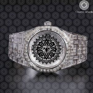 Montre pour homme Charm Jewells en acier inoxydable, boîtier de 40 mm, accents de diamants, analogique, luxe, mode, mouvement mécanique, date automatique, fonction push - Product Image 1