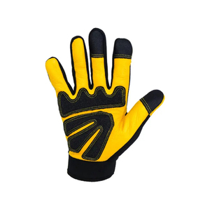 Yellow <b>Synthetic</b> <b>Leather</b> Work Gloves Abrasion Resistant Lightweight Safety Gloves Industrial Construction Utility Protective Glo - Product Image 4