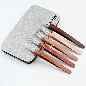 Pinzas profesionales para extensiones de pestañas, puntas de fibra antideslizantes, pinzas finas de volumen de 90 grados, pinzas clásicas curvas - Product Image 5