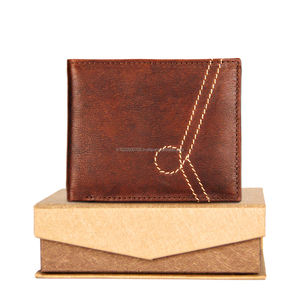 Porte-cartes RFID court en cuir véritable pour hommes, portefeuilles à fermeture ouverte, doublure en polyester, emballage de boîte-cadeau personnalisé, vente en gros - Product Image 1