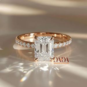 Anillo de Compromiso con Halo Oculto y Diamante Cultivado en Laboratorio con Corte Radiante para Mujer, Anillo Solitario con Diamante Cultivado en Laboratorio, Elegante Anillo de Propuesta - Product Image 6