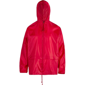 Top Quality <b>Red</b> Hooded <b>Waterproof</b> Rain <b>Jacket</b> Unisex Casual Zipper Closure Lightweight Polyester Spring Wear - Product Image 3