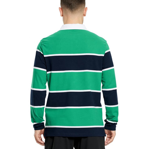 Camiseta de Rugby de Manga Larga para Hombre con Logotipo Personalizado al por Mayor, 100% Algodón con Rayas, Fabricación OEM - Product Image 3