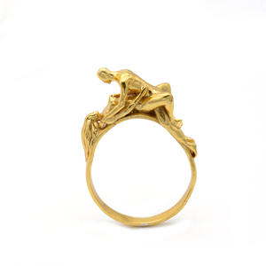 3D Sculpture Romantic Couple Lovers <b>Hugging</b> 18K Gold Plated Brass <b>Ring</b> with Punk Embrace Design - Product Image 1