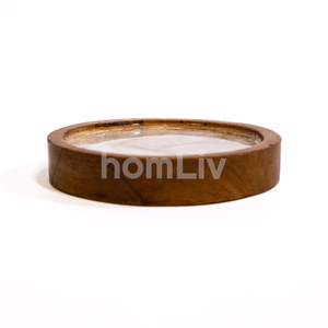 Sous-verre décoratif en bois de teck, petit modèle, rond, pour la maison, le bar, le café, sous-verre pour boissons, décoration naturelle faite à la main - Product Image 1