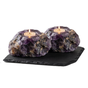 Portavelas de Piedra Natural Tallada a Mano de Cristal de Amatista, Gema de Ágata Curativa, Venta al por Mayor - Product Image 4
