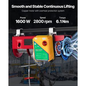 Sollevatore per Soffitta Wireless da 2200 Libbre, Paranco Elettrico da 1600W 110V, Altezza di Sollevamento con Cavo Singolo da 40 Piedi, Capacità Massima di Sollevamento 5t, Controllo Remoto Puro - Product Image 4
