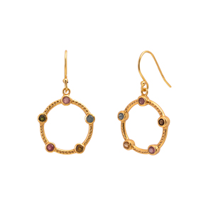 Pendientes de Aro de Plata de Ley 925 Chapados en Oro con Turmalina Multicolor, Joyería de Diseño Hecha a Mano con Piedras Preciosas para Mujer - Product Image 5