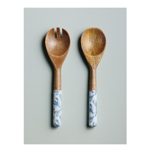 Juego de cucharas de madera de diseño bohemio único con mango a rayas, utensilios de mesa duraderos y altamente pulidos para acampar - Product Image 2