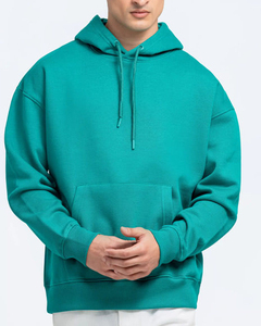 เสื้อฮู้ดผู้ชายสีเขียวอมฟ้า ผ้าฝ้าย ทรงปกติ สีพื้น สวมใส่สบาย มีกระเป๋า ดีไซน์ผ้าเฟรนช์เทอร์รี่ถัก สไตล์ฤดูใบไม้ร่วง - Product Image 2