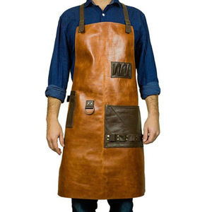 Delantal de Cuero de Alta Calidad, Estilo Vintage, Delantal de Trabajo sin Mangas con Pechera de Cuero Genuino para Limpieza - Product Image 1