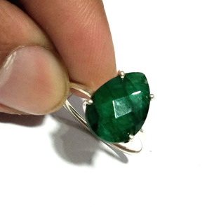 Anillo de Esmeralda Verde Natural, Plata de Ley 925, Joyería Hecha a Mano, Anillo de Diseño, Venta al Por Mayor - Product Image 2