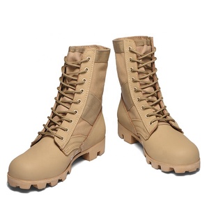Khaki Unisex Tactical <b>Hiking</b> <b>Boots</b> Canvas Upper Rubber Outsole Closed Toe Outdoor Hunting Autumn Wear - Product Image 3