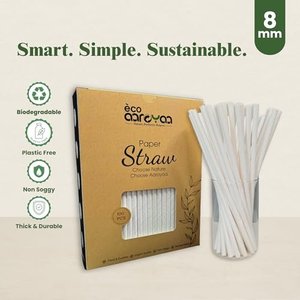 Eco Aaroyaa 8mm <b>Biodegradable</b> <b>Paper</b> Straws-Pack of 100 Eco-Friendly Disposable Straws for Bubble Tea Juice & Smoothies - Product Image 4