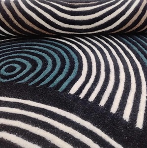 Alfombra circular abstracta concéntrica, alfombra de lana hecha a mano, diseño artístico moderno, decoración para sala de estar y dormitorio, decoración suave y duradera para el hogar - Product Image 4