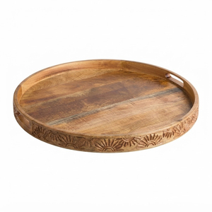 Wholesale Farmhouse Wooden Beaded Tray Brown Wood <b>Riser</b> Decorative Rectangular Serving Platter For Coffee <b>Table</b> Home Decor - Product Image 4