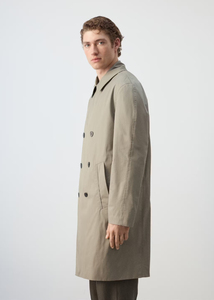 Manteau trench beige à double boutonnage pour homme grande taille, col long rabattable - Product Image 3