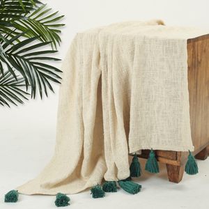 100% Cotton Jacquard Handmade Throw Blanket Classic Collection Fringes 125x150 cm All-Season Bedding Decorative Handmade - Product Image 4