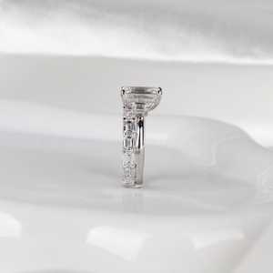 Moissanite 2CT <b>Emerald</b> Cut Diamond Stackable <b>Ring</b> Set For Women's Original 925 <b>Silver</b> Fine Modern Sparkly Jewelry For Wedding - Product Image 3