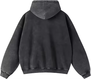 Custom Logo <b>Plain</b> <b>Hoodie</b> Men Light Grey Solid Oversized Drop Shoulder Heavyweight 320GSM Fleece Hooded Sweatshirt - Product Image 5