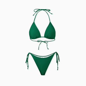 Women's Tropical Print <b>Bikini</b> Set Scoop Neck Three <b>Piece</b> Swimwear Shorts Bottom Green Patterned Tummy Control Sexy Plus Front - Product Image 2