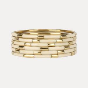 Lot de 6 bracelets ethniques plaqués platine pour femme, en laiton, avec résine rose et noire, motif géométrique, pour soirée - Product Image 3