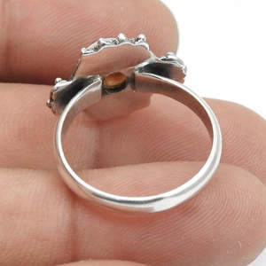 Anillo de piedra preciosa de ámbar amarillo natural elaborado con plata de ley 925, corte ovalado, estilo bohemio, disponible al precio más bajo. - Product Image 4
